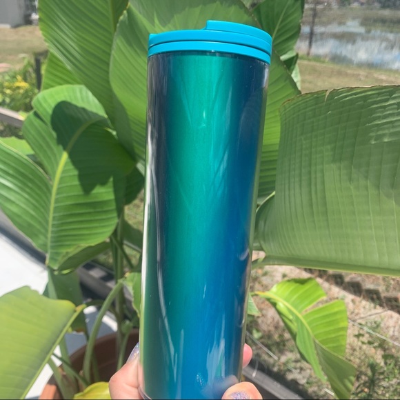 Starbucks Teal Iridescent Hot Tumbler Ombre Blue Cold Cup 16oz Insulated NWT - Picture 11 of 16